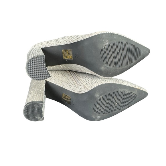 Rhinestone Heeled‎ Ankle Boots Pointed Toe Women's Size 10 Silver Gold Zipper - Picture 7 of 15